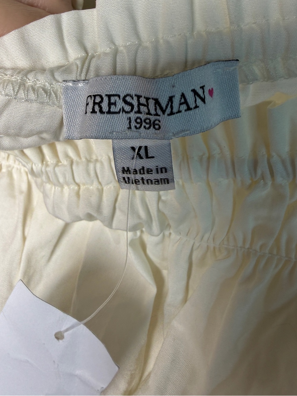 FRESHMAN 1996 Ivory Smocked Crop Top, Ruffle Strap Cottagecore Coastal XL - Picture 4 of 7
